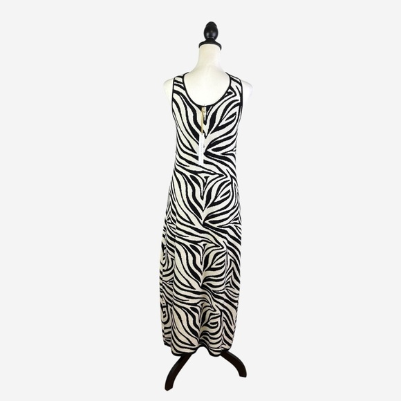 House Of Harlow 1960 Zebra Print Fitted Knit Maxi Dress Size L NWT - Picture 4 of 11